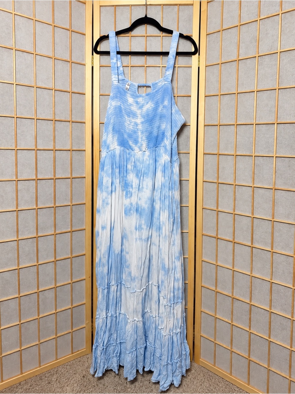 White Mark 3XL Light Blue Tie-Dye Maxi Dress